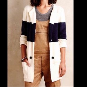 La Fee Verte Navy Colorblock Knit Cardigan
